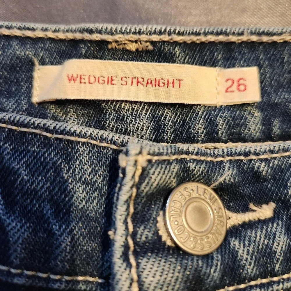 Levis Premium Straight Jeans‎ Blue High Rise Button Fly 26x28 26995-0000
